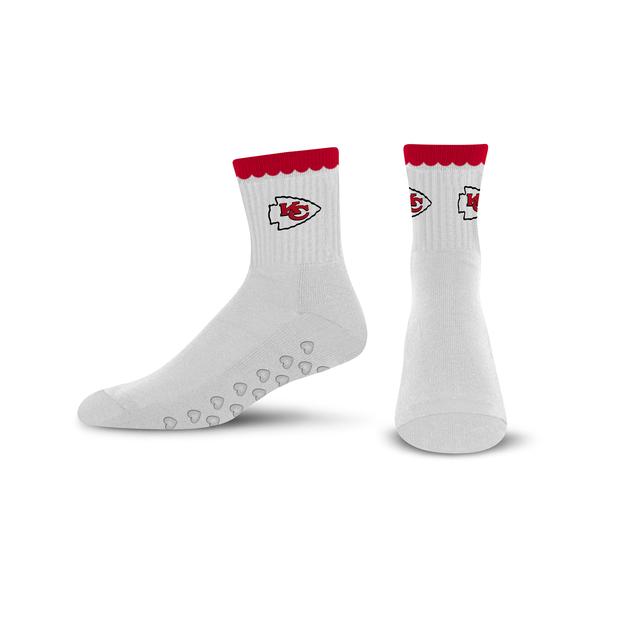 Women's PRO Compression  Kansas City Chiefs White Heartshape Grippers Yoga-Pilates Quarter Socks