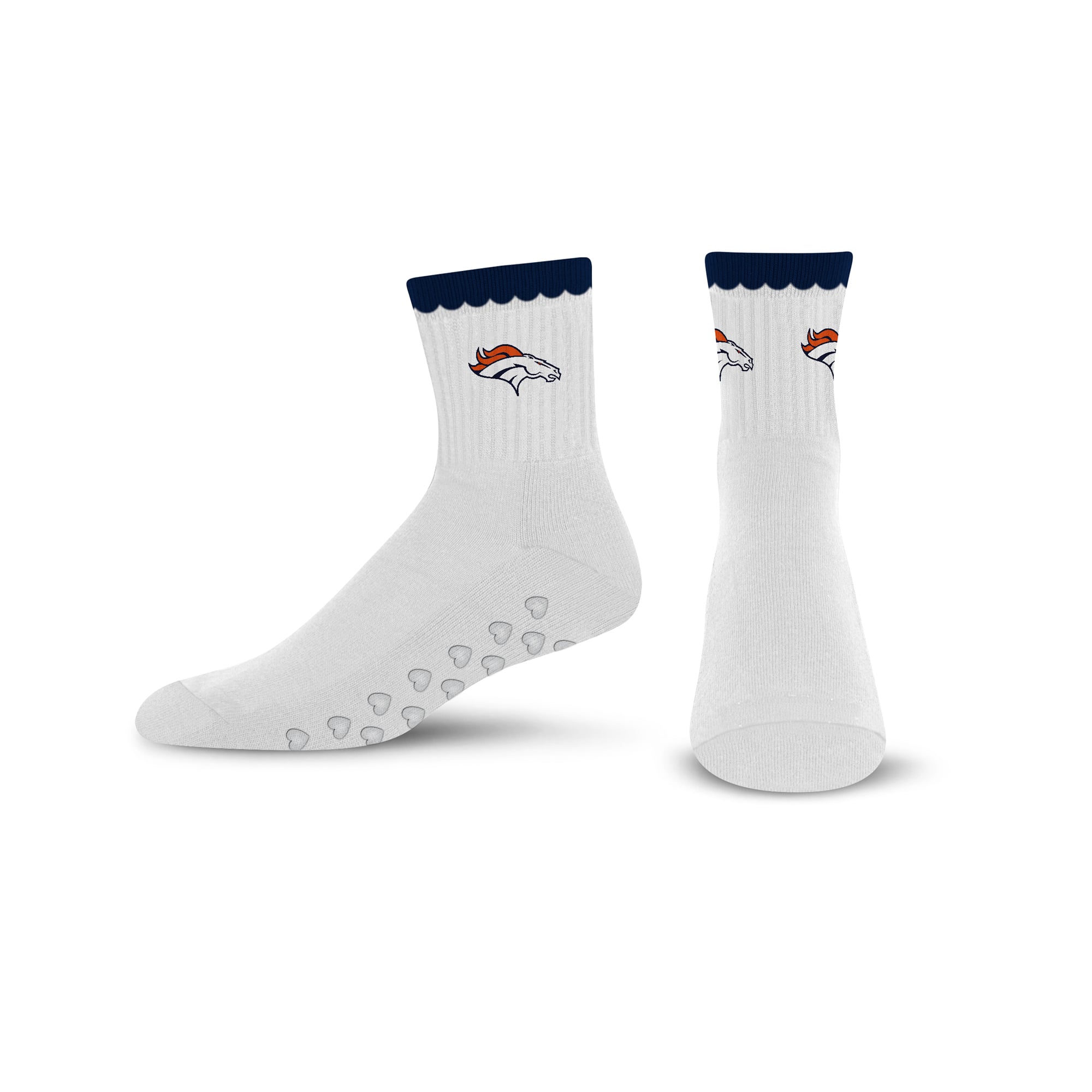 Women's PRO Compression  Denver Broncos White Heartshape Grippers Yoga-Pilates Quarter Socks
