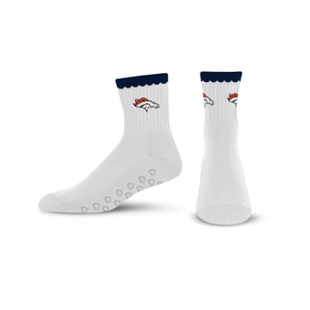 Women's PRO Compression  Denver Broncos White Heartshape Grippers Yoga-Pilates Quarter Socks
