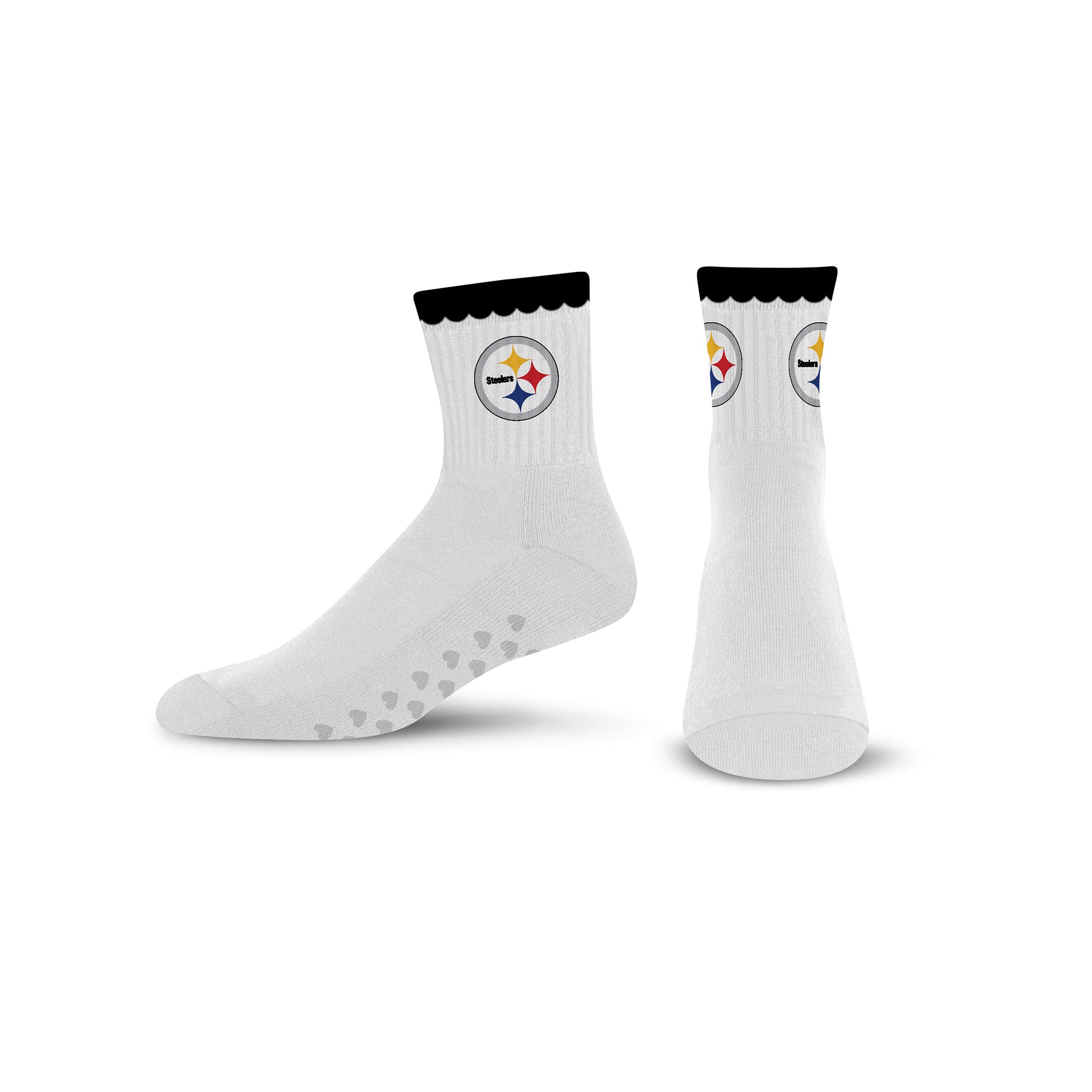 Women's PRO Compression  Pittsburgh Steelers White Heartshape Grippers Yoga-Pilates Quarter Socks