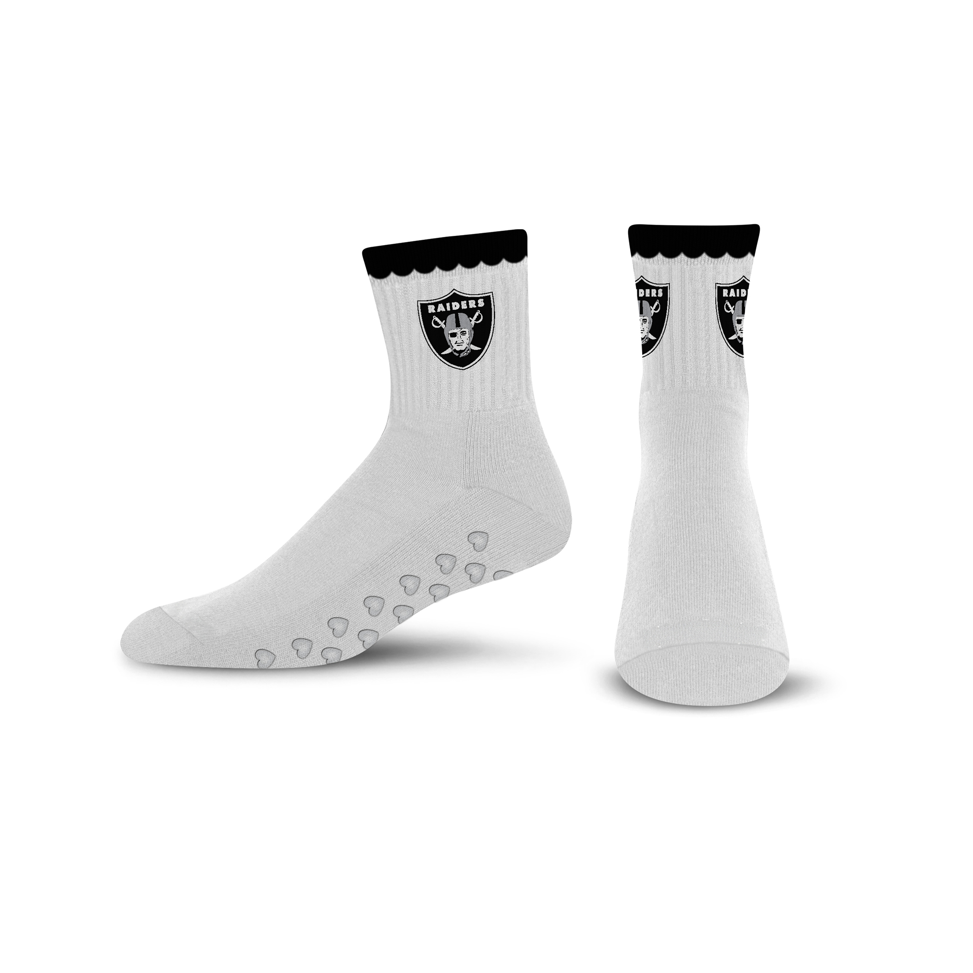 Women's PRO Compression  Las Vegas Raiders White Heartshape Grippers Yoga-Pilates Quarter Socks