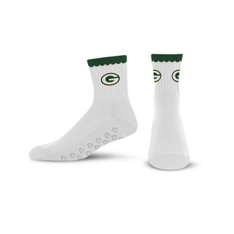 Women's PRO Compression  Green Bay Packers White Heartshape Grippers Yoga-Pilates Quarter Socks