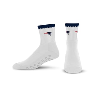 Women's PRO Compression  New England Patriots White Heartshape Grippers Yoga-Pilates Quarter Socks