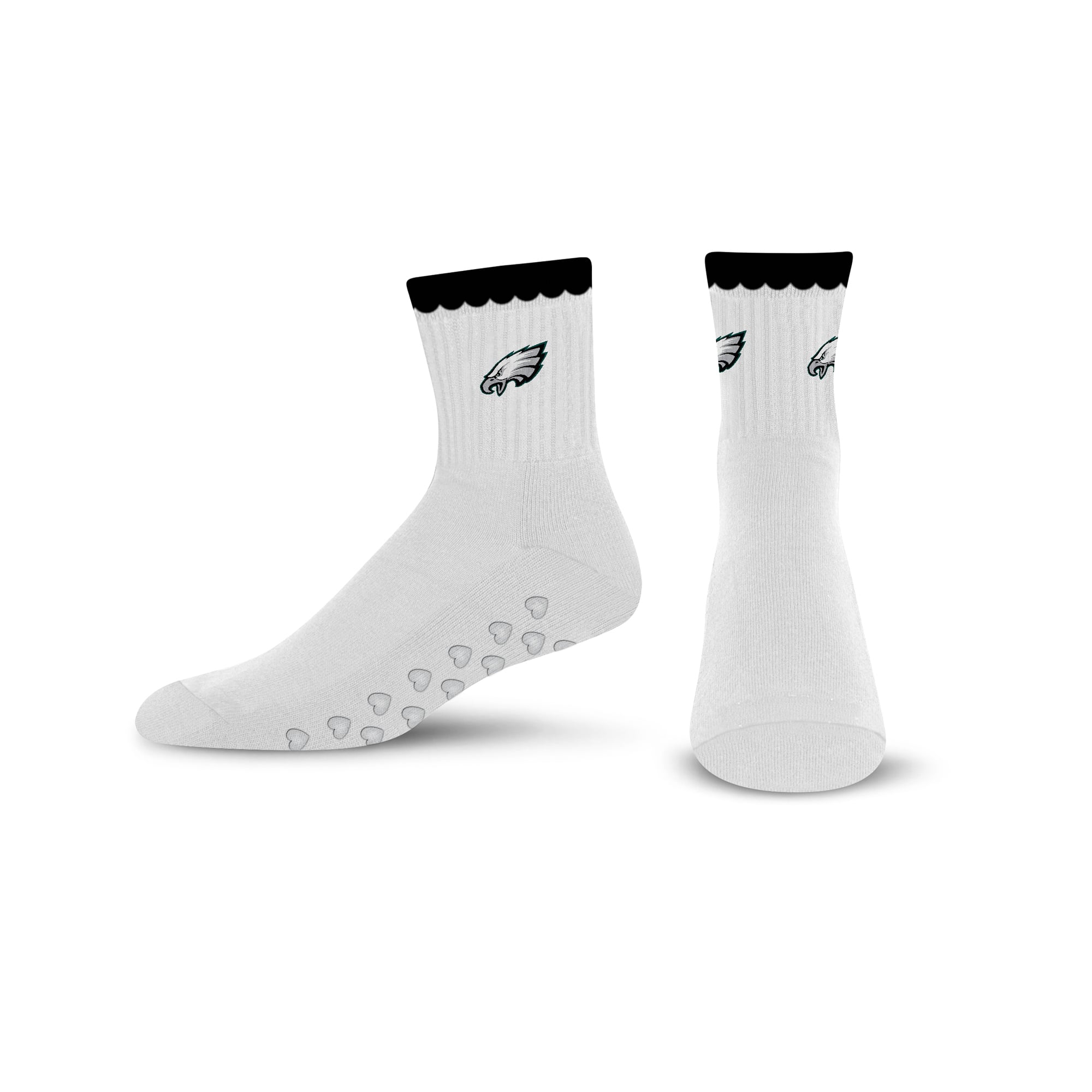 Women's PRO Compression  Philadelphia Eagles White Heartshape Grippers Yoga-Pilates Quarter Socks