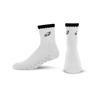 Women's PRO Compression  Philadelphia Eagles White Heartshape Grippers Yoga-Pilates Quarter Socks