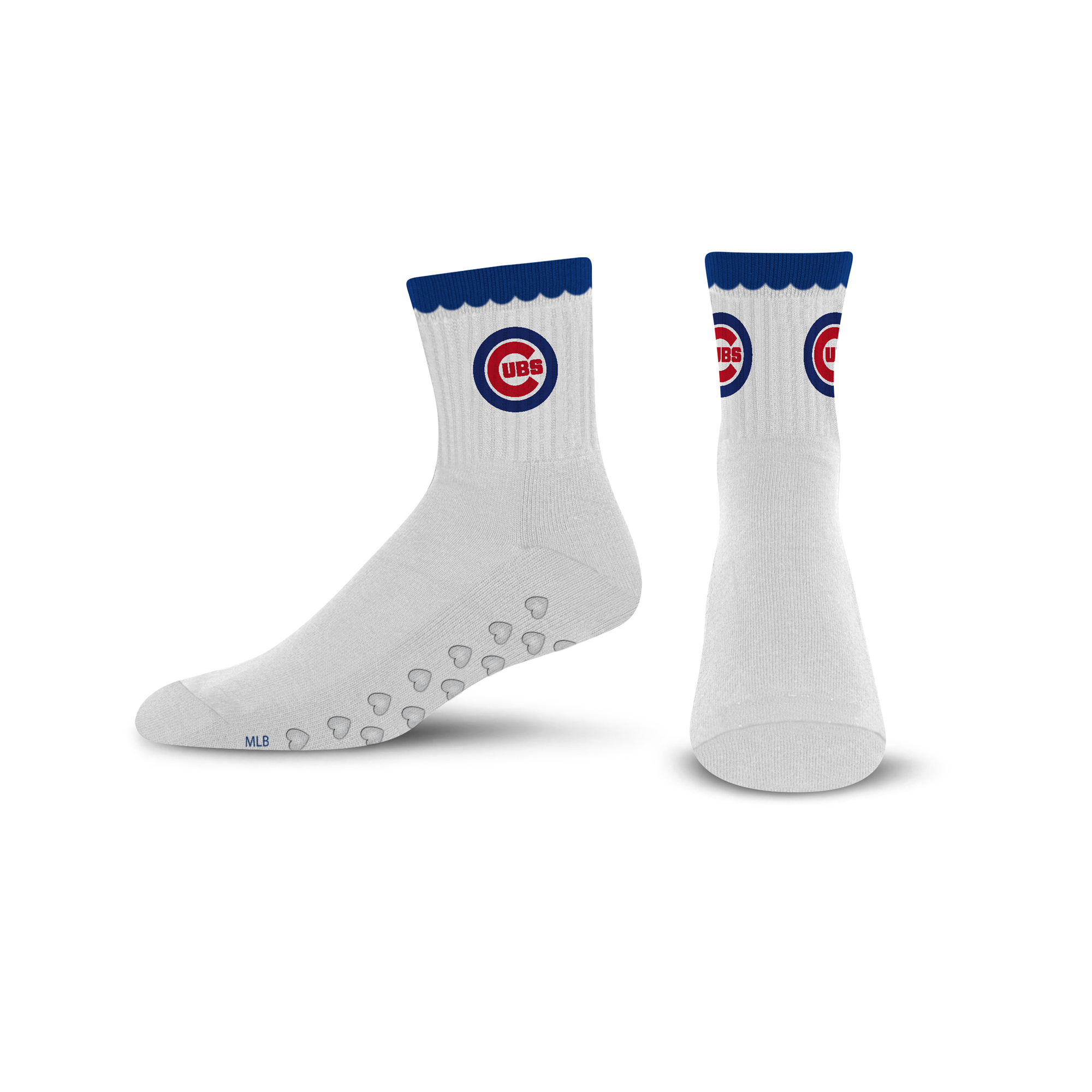 Women's PRO Compression  Chicago Cubs White Heartshape Grippers Yoga-Pilates Quarter Socks