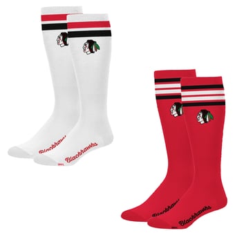 Women's PRO Compression Chicago Blackhawks Varsity Stripe Knee-High Compression Socks Two Pack