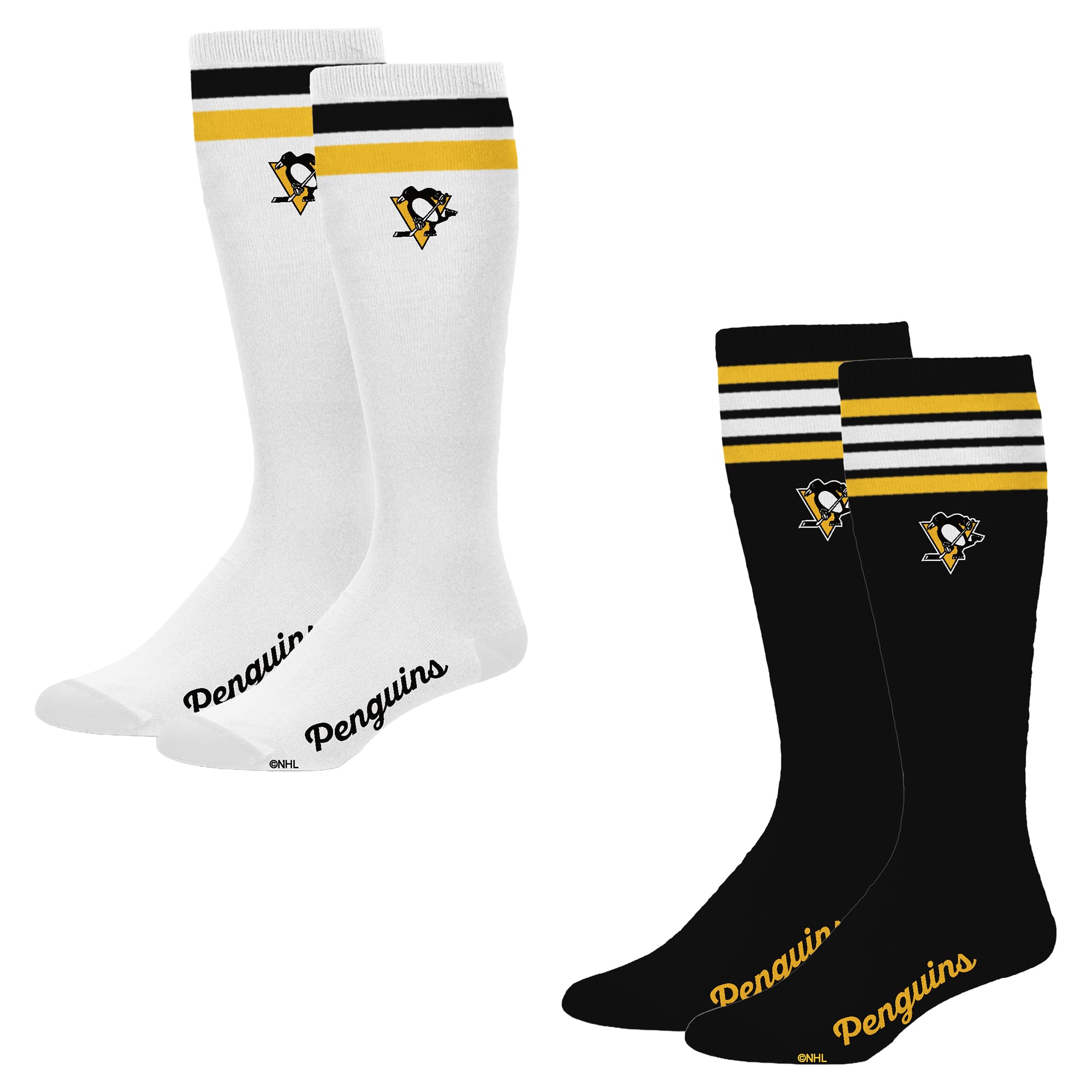 Women's PRO Compression Pittsburgh Penguins Varsity Stripe Knee-High Compression Socks Two Pack
