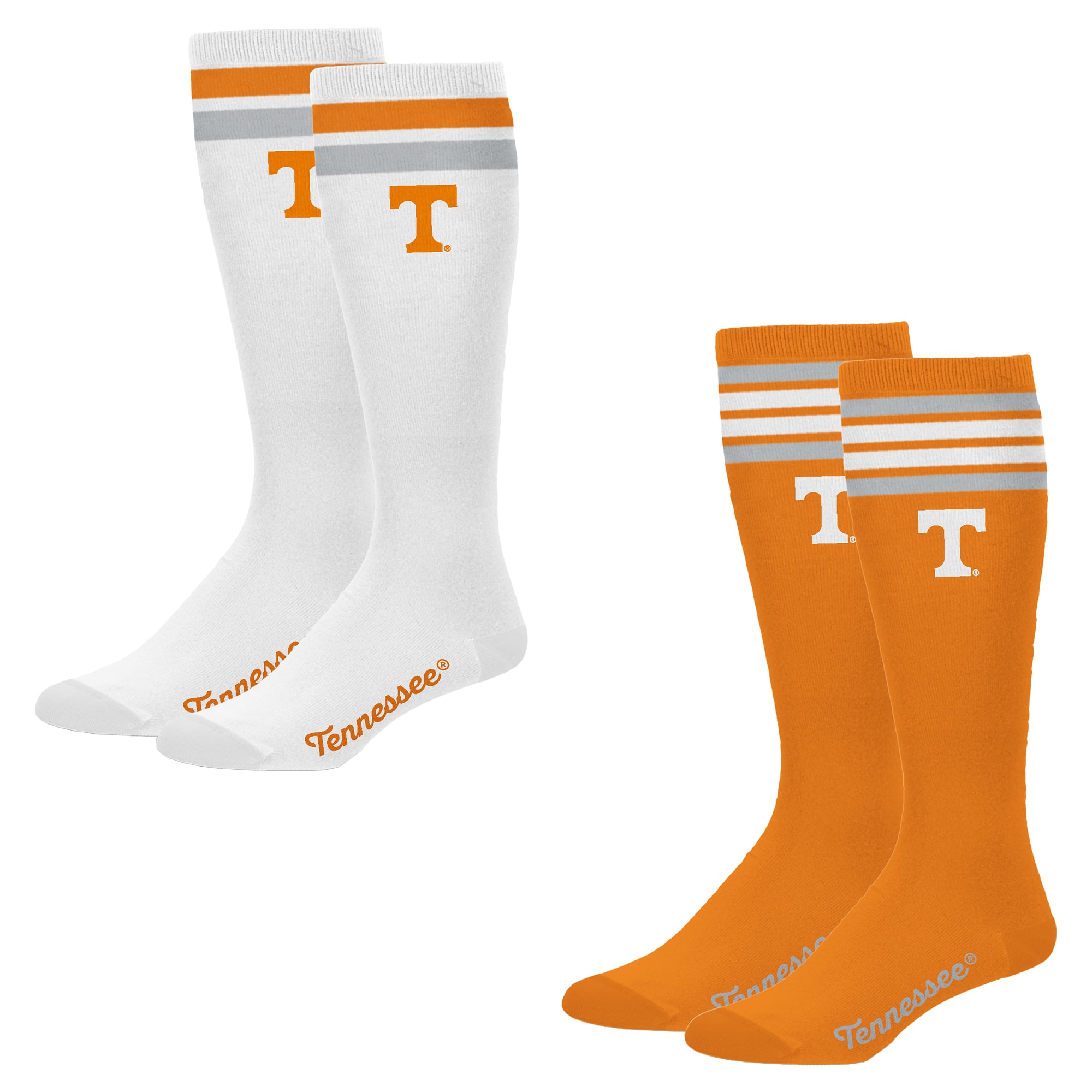 Women's PRO Compression Tennessee Volunteers Varsity Stripe Knee-High Compression Socks Two Pack