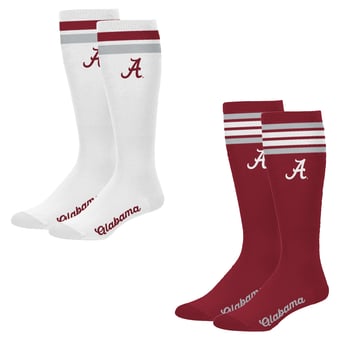 Women's PRO Compression Alabama Crimson Tide Varsity Stripe Knee-High Compression Socks Two Pack