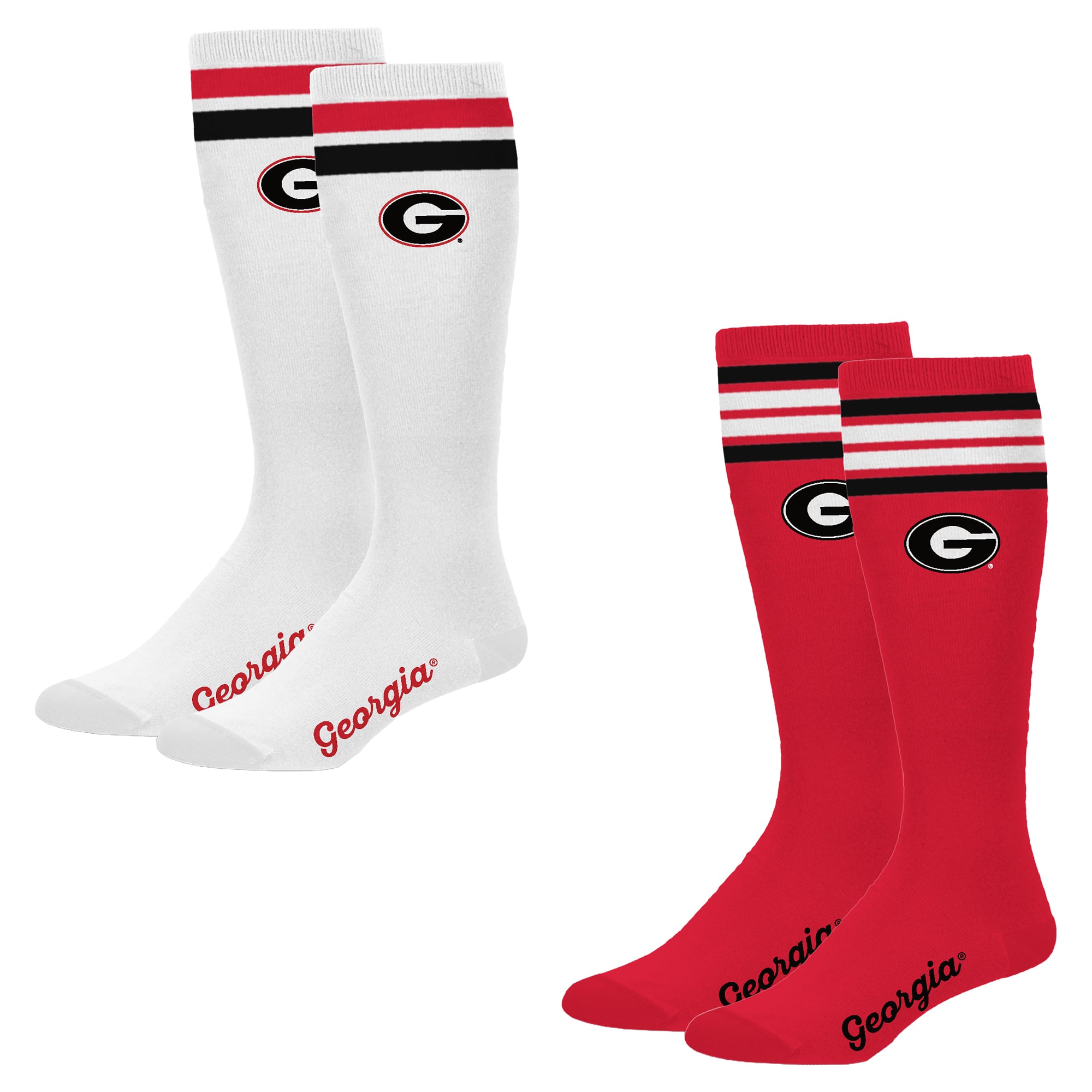 Women's PRO Compression Georgia Bulldogs Varsity Stripe Knee-High Compression Socks Two Pack
