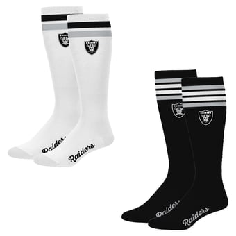 Women's PRO Compression Las Vegas Raiders Varsity Stripe Knee-High Compression Socks Two Pack