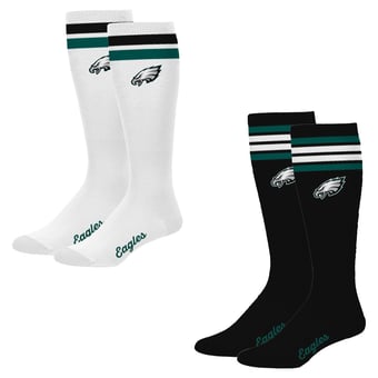 Women's PRO Compression Philadelphia Eagles Varsity Stripe Knee-High Compression Socks Two Pack