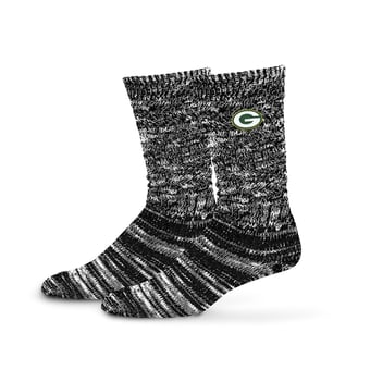 Women's PRO Compression  Black Green Bay Packers Slouchy Slub Textured Boyfriend Socks