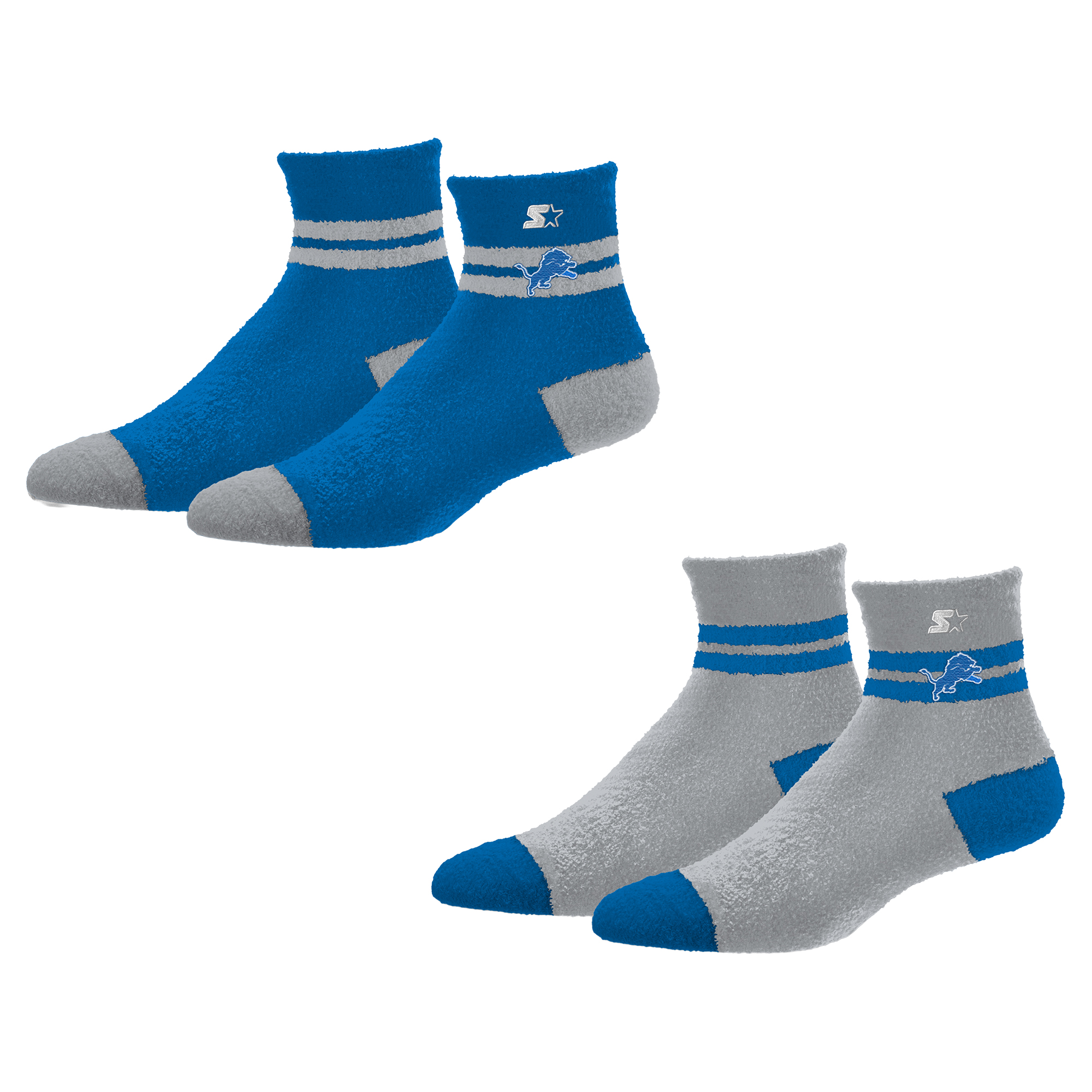 Women's Starter Detroit Lions Cozy Cuff Stripes Quarter-Length Plush Socks