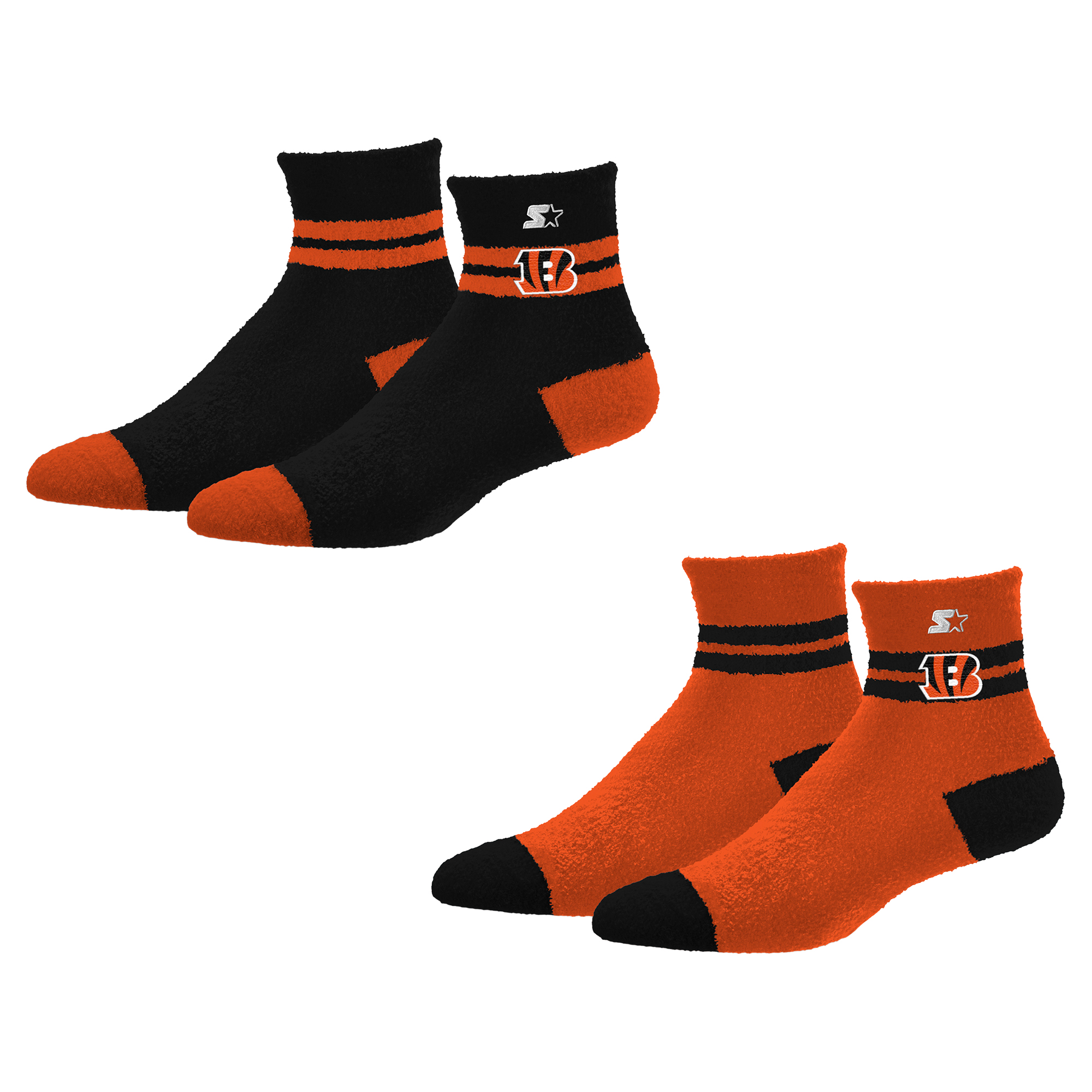 Women's Starter Cincinnati Bengals Cozy Cuff Stripes Quarter-Length Plush Socks