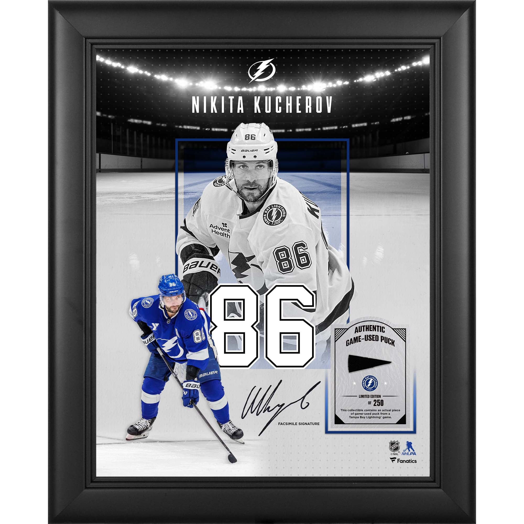 Nikita Kucherov Tampa Bay Lightning Facsimile Signature Framed 11" x 14" Showcase Collage with a Piece of Game-Used Puck - Limited Edition of 250