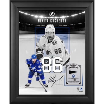 Nikita Kucherov Tampa Bay Lightning Facsimile Signature Framed 11" x 14" Showcase Collage with a Piece of Game-Used Puck - Limited Edition of 250