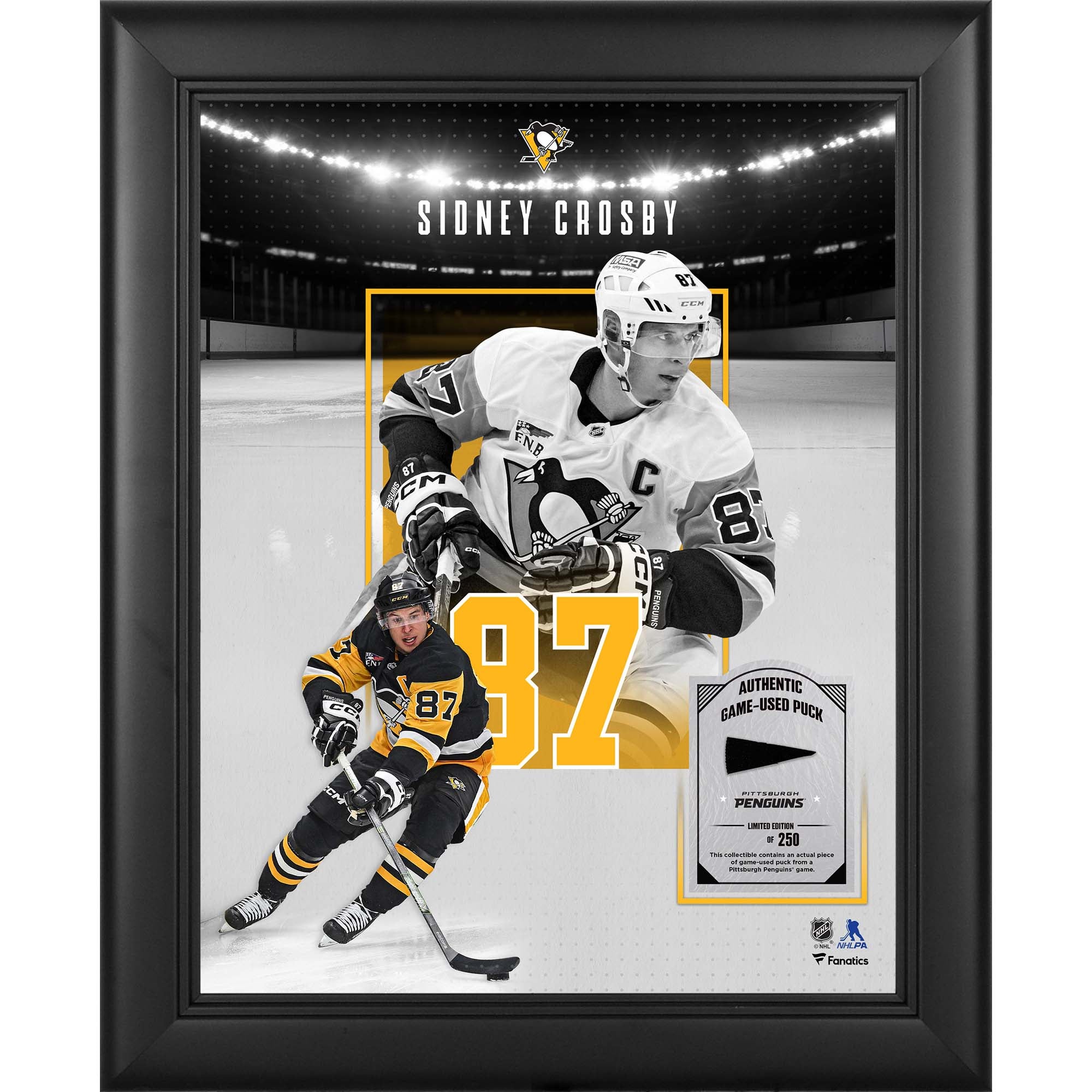Sidney Crosby Pittsburgh Penguins Framed 11" x 14" Showcase Collage with a Piece of Game-Used Puck - Limited Edition of 250