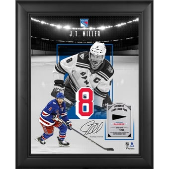 J.T. Miller New York Rangers Facsimile Signature Framed 11" x 14" Showcase Collage with a Piece of Game-Used Puck - Limited Edition of 250