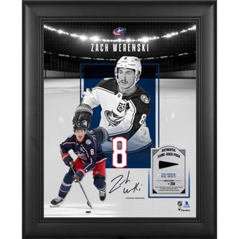 Zach Werenski Columbus Blue Jackets Facsimile Signature Framed 11" x 14" Showcase Collage with a Piece of Game-Used Puck - Limited Edition of 250
