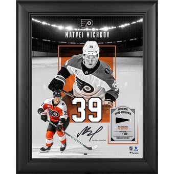 Matvei Michkov Philadelphia Flyers Facsimile Signature Framed 11" x 14" Showcase Collage with a Piece of Game-Used Puck - Limited Edition of 250