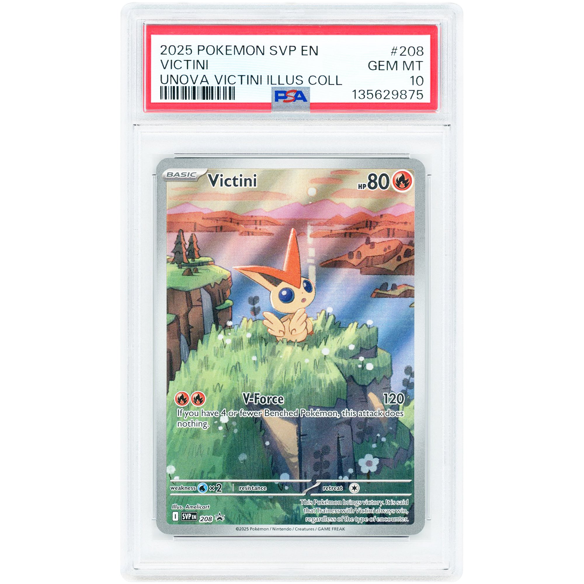 Victini 2025 Pokemon Scarlet & Violet Black Star Promo #208 PSA Authenticated 10 Card