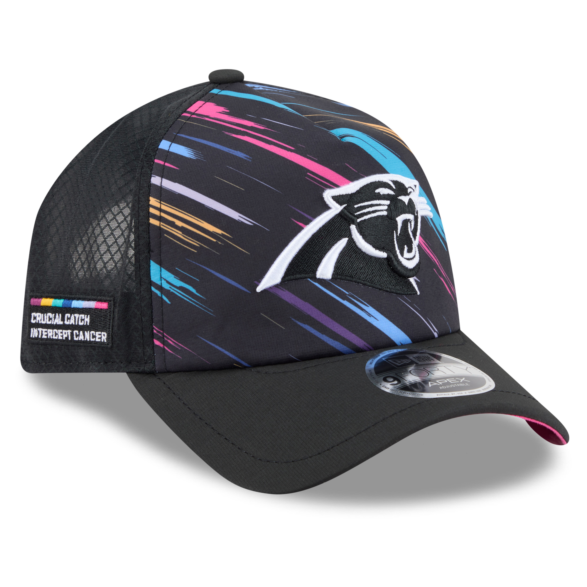 Men's New Era Black Carolina Panthers 2026 NFL Crucial Catch 9FORTY Apex Adjustable Hat