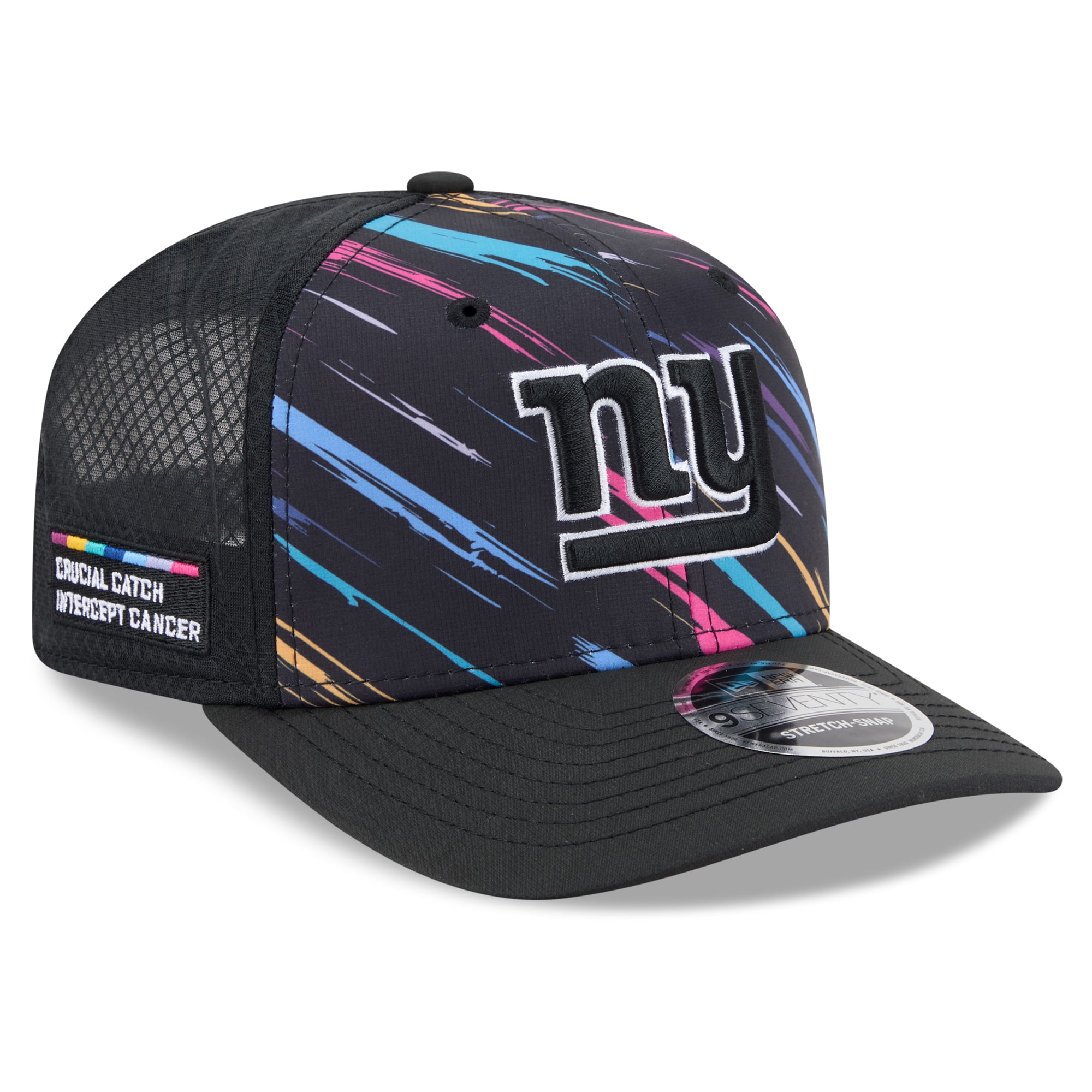 Men's New Era Black New York Giants 2026 NFL Crucial Catch 9SEVENTY Adjustable Trucker Hat