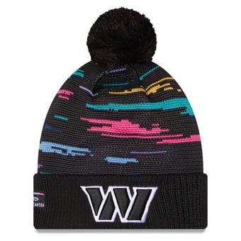 Men's New Era Black Washington Commanders 2026 NFL Crucial Catch Cuffed Knit Hat with Pom