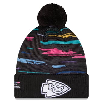 Men's New Era Black Kansas City Chiefs 2026 NFL Crucial Catch Cuffed Knit Hat with Pom