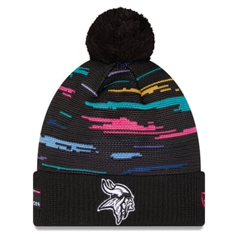 Men's New Era Black Minnesota Vikings 2026 NFL Crucial Catch Cuffed Knit Hat with Pom