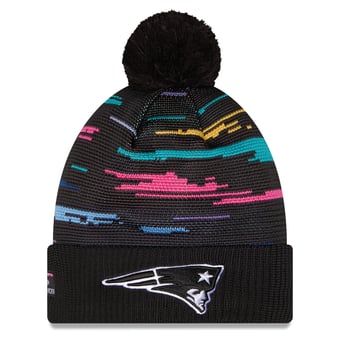 Men's New Era Black New England Patriots 2026 NFL Crucial Catch Cuffed Knit Hat with Pom