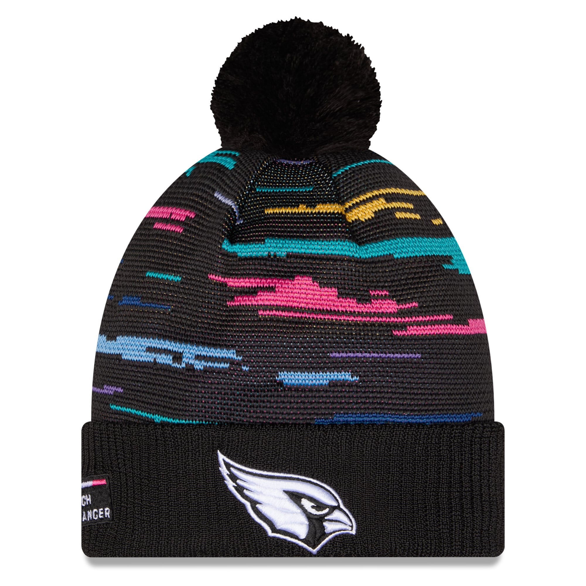 Men's New Era Black Arizona Cardinals 2026 NFL Crucial Catch Cuffed Knit Hat with Pom