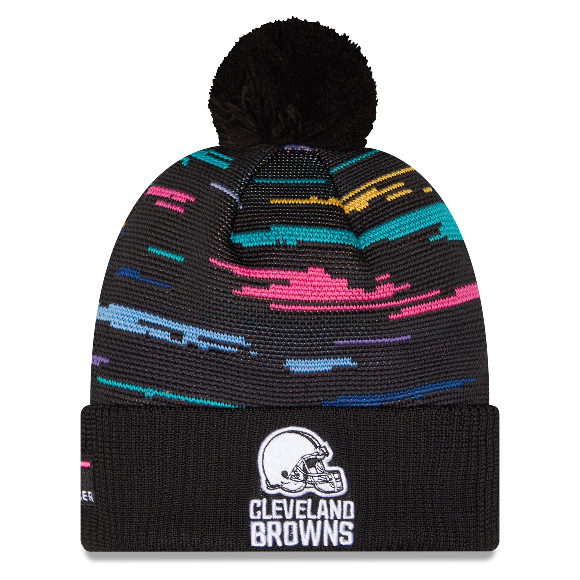 Men's New Era Black Cleveland Browns 2026 NFL Crucial Catch Cuffed Knit Hat with Pom