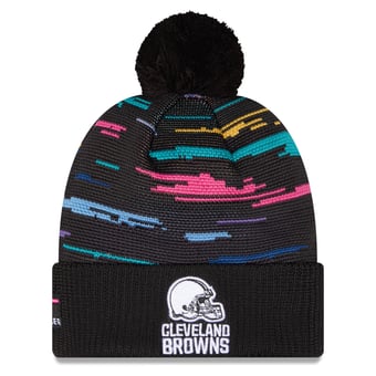 Men's New Era Black Cleveland Browns 2026 NFL Crucial Catch Cuffed Knit Hat with Pom