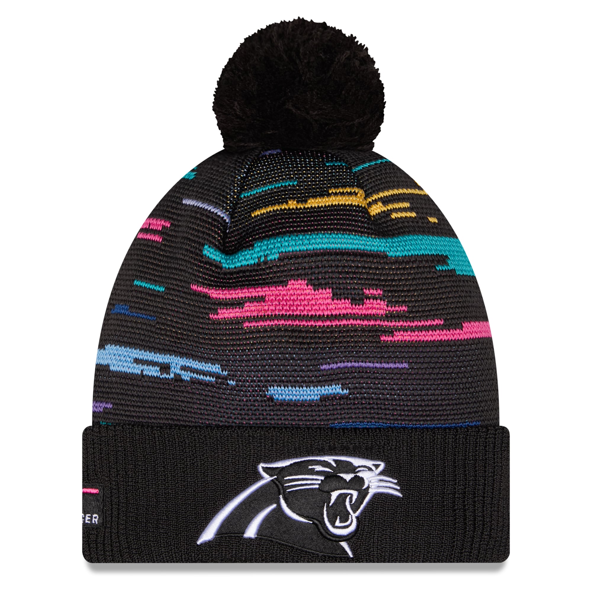 Men's New Era Black Carolina Panthers 2026 NFL Crucial Catch Cuffed Knit Hat with Pom