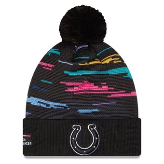 Men's New Era Black Indianapolis Colts 2026 NFL Crucial Catch Cuffed Knit Hat with Pom