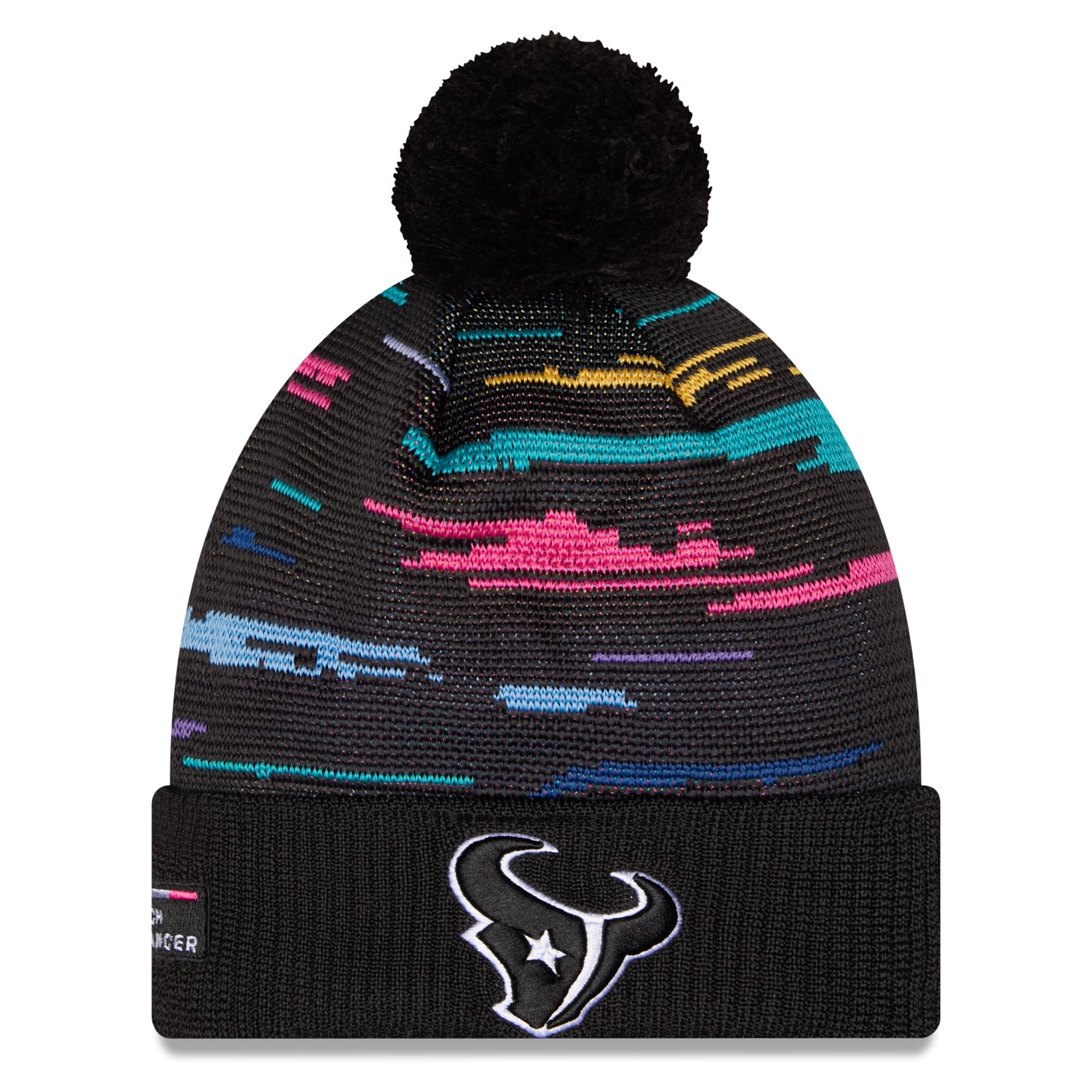 Men's New Era Black Houston Texans 2026 NFL Crucial Catch Cuffed Knit Hat with Pom