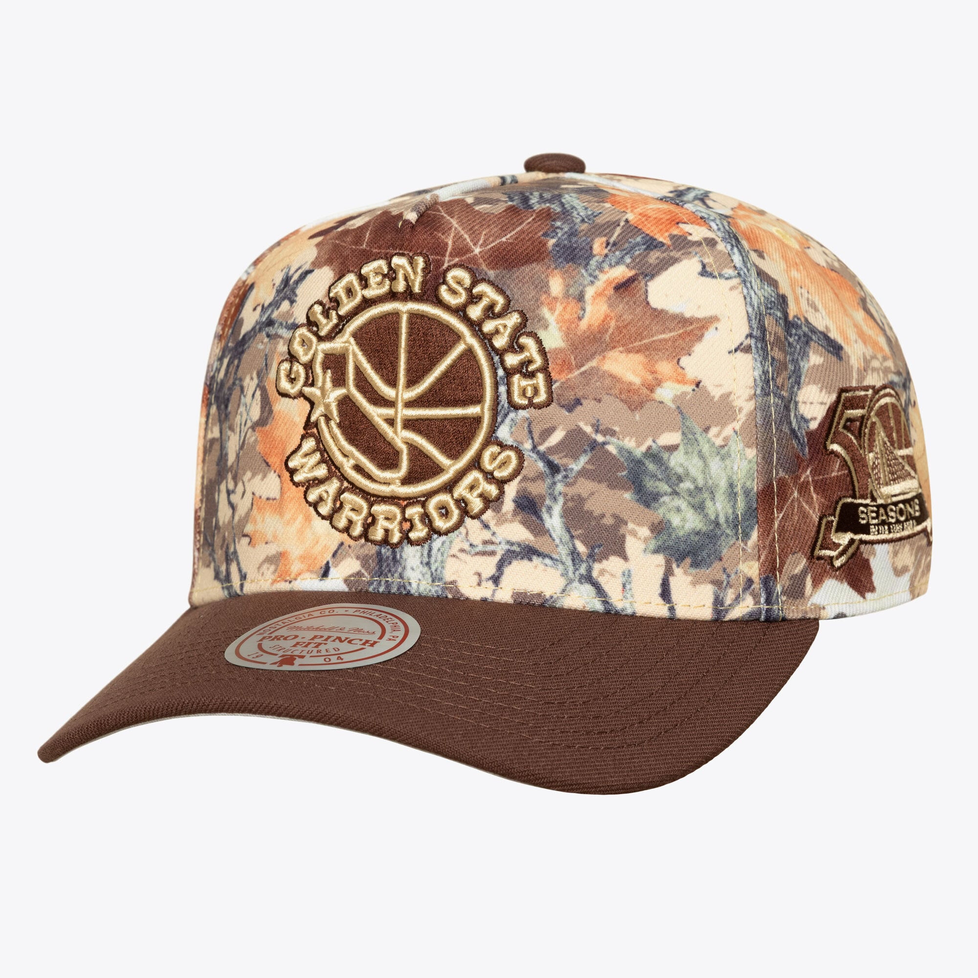 Unisex Mitchell & Ness Camo Golden State Warriors Leaf Camo Pro Adjustable Hat