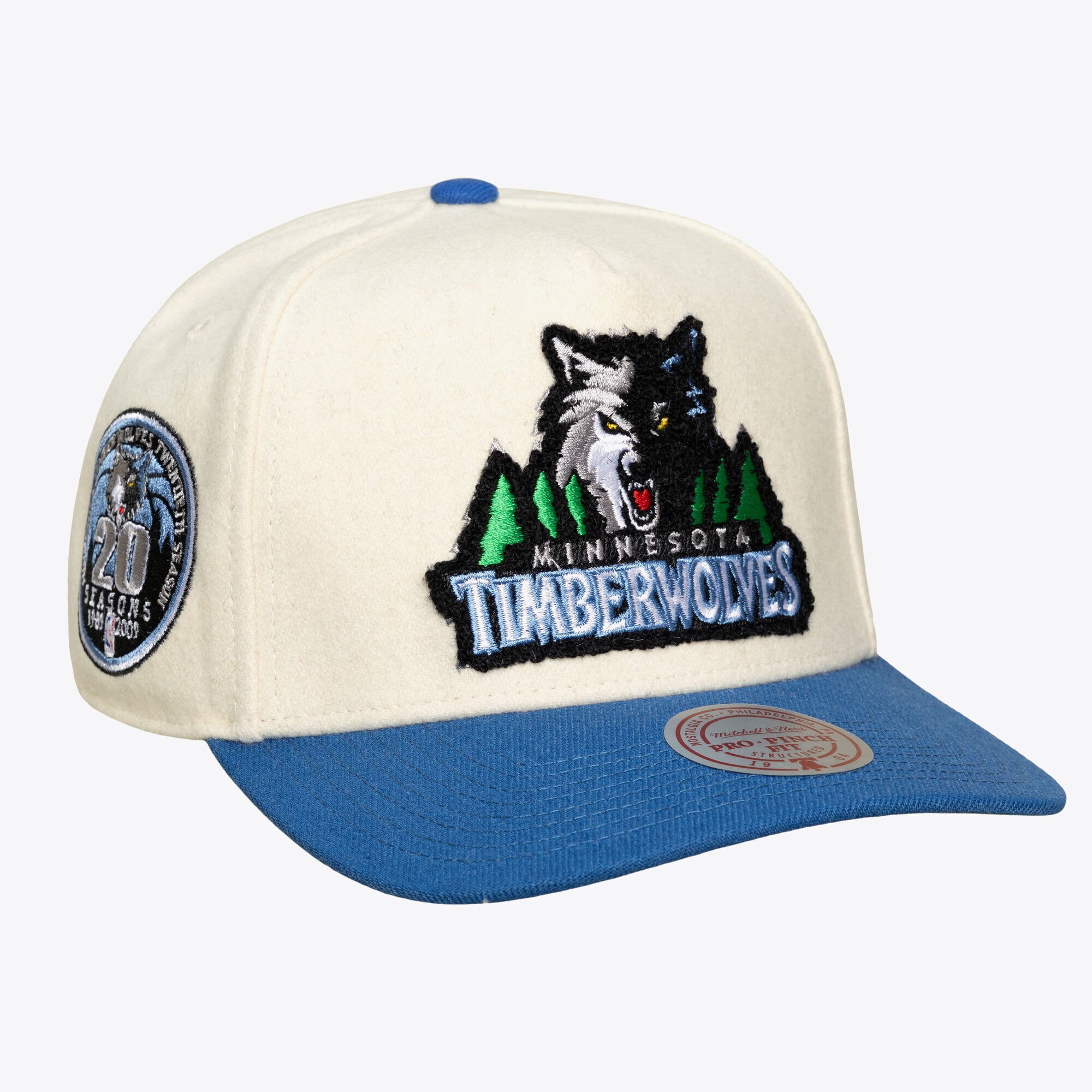 Unisex Mitchell & Ness Cream Minnesota Timberwolves Cream Team Pro Adjustable Hat