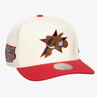 Unisex Mitchell & Ness Cream Philadelphia 76ers Cream Team Pro Adjustable Hat