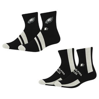 Starter Black Philadelphia Eagles Summit Stripe 2-Pair Pack Quarter Socks