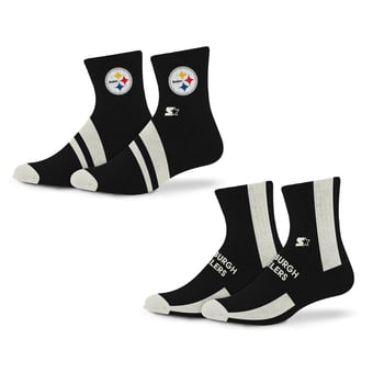 Starter Black Pittsburgh Steelers Summit Stripe 2-Pair Pack Quarter Socks