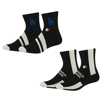 Starter Black Los Angeles Dodgers Summit Stripe 2-Pair Pack Quarter Socks