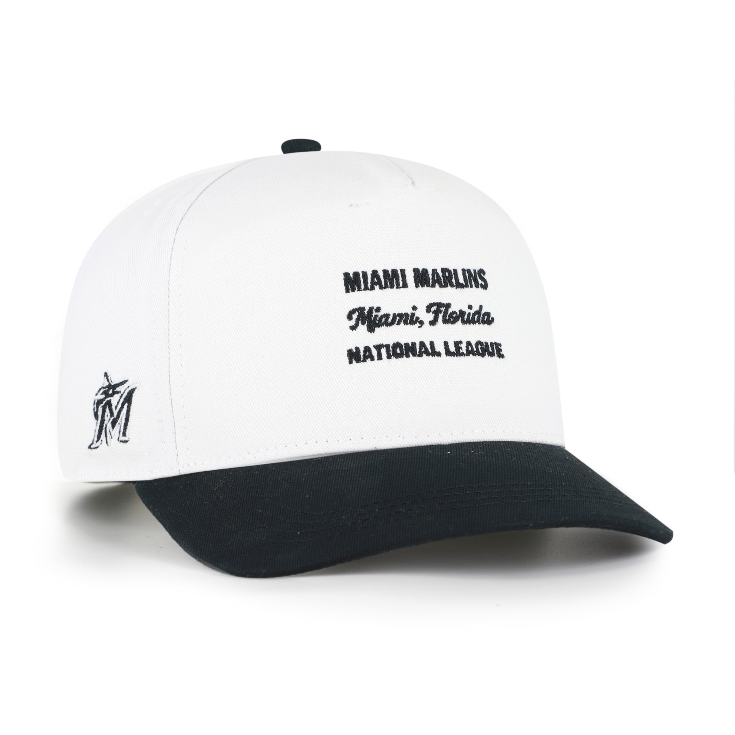 Men's '47 White/Black Miami Marlins Contemporary Two-Tone Hitch Adjustable Hat