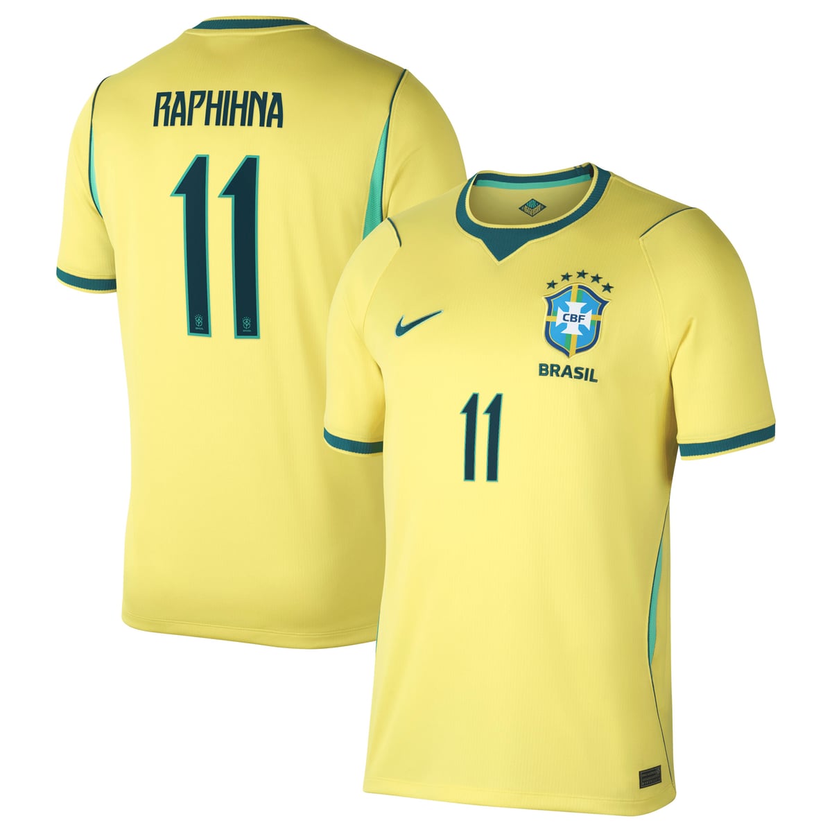 Maillot Domicile Stadium Brésil Nike 2026 avec flocage Raphinha 11