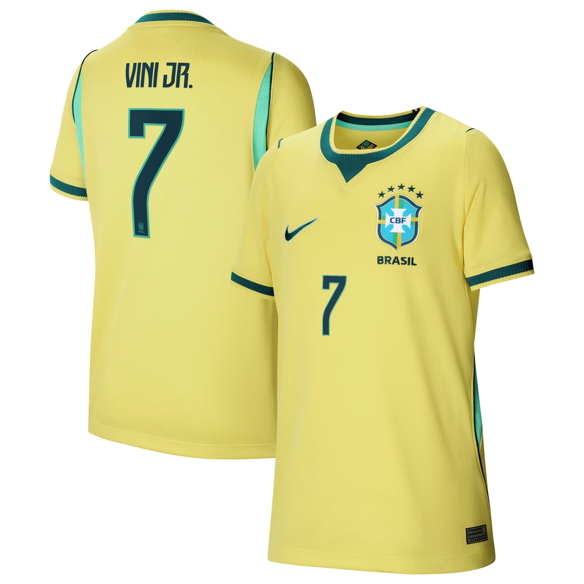 Maillot Domicile Stadium Brésil Nike 2026 - Enfant avec flocage Vini Jr. 7