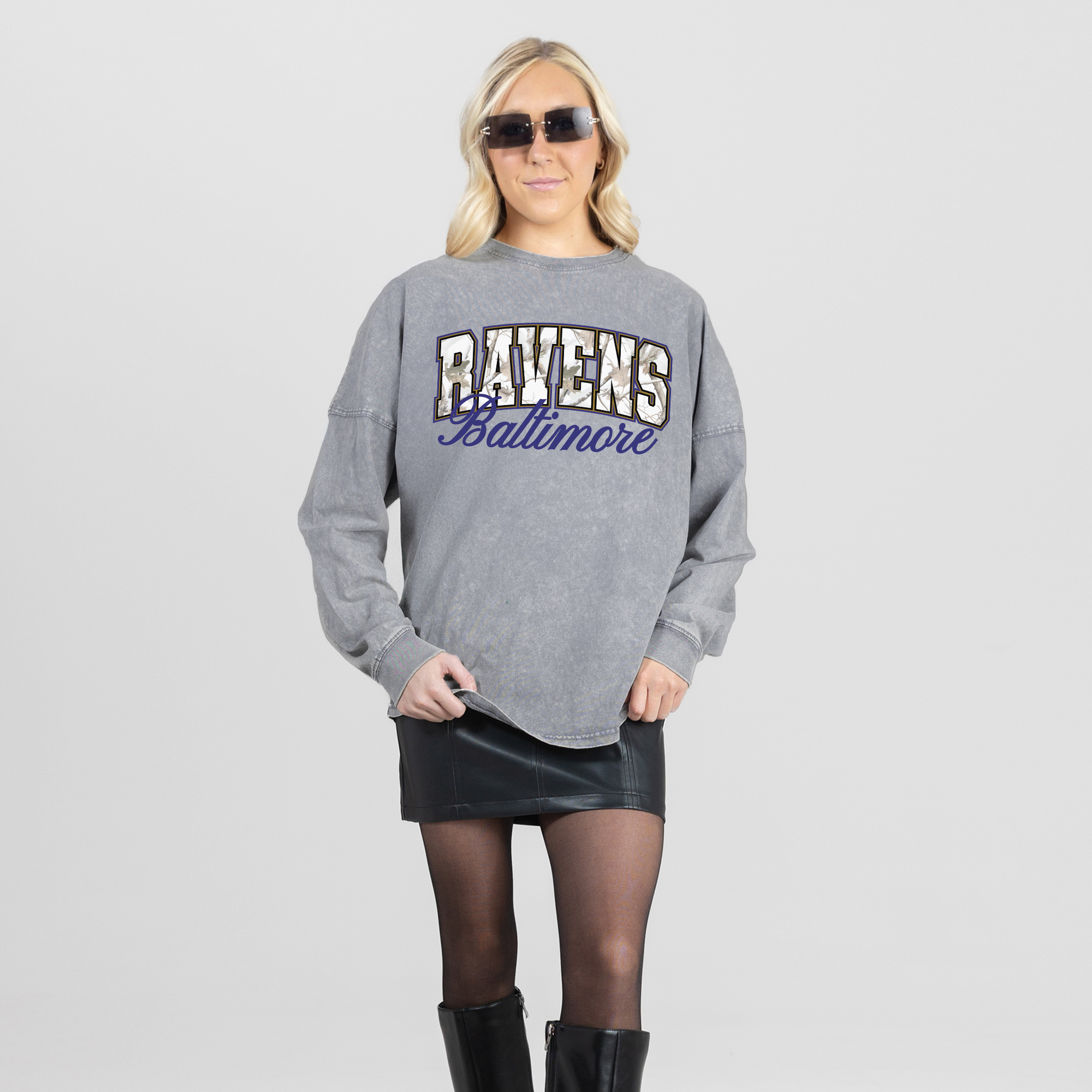 Gameday Couture Women's Gray Baltimore Ravens On The Hunt Oversized Snow Wash Long-Sleeve T-Shirt - Gray