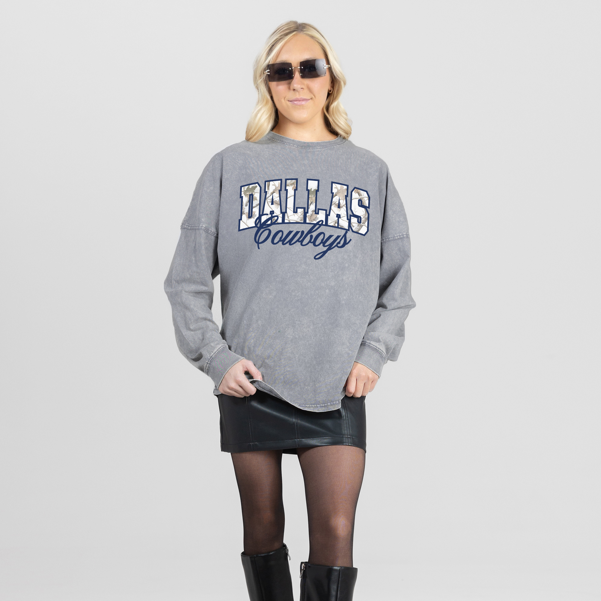 Gameday Couture Women's Gray Dallas Cowboys On The Hunt Oversized Snow Wash Long-Sleeve T-Shirt - Gray